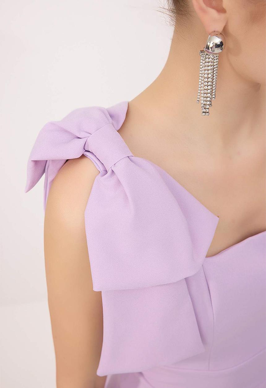 Trendyol - Shoulder Ribbon Detail Mini Dress - Lilac