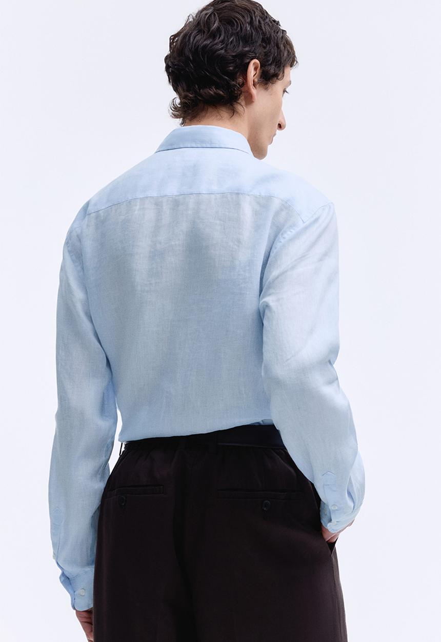 H&M - Slim fit linen shirt - light blue