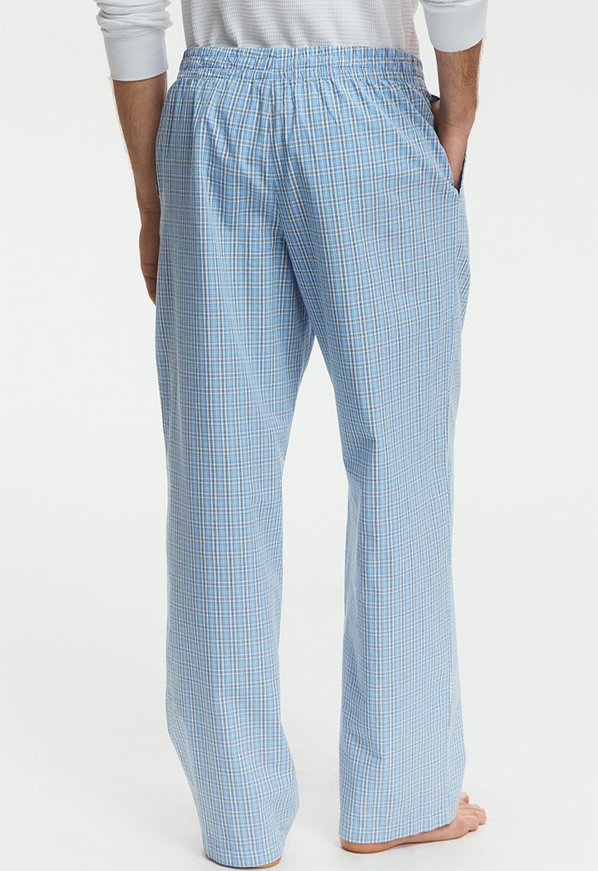 H&M - Relaxed fit poplin trousers - light blue/checked