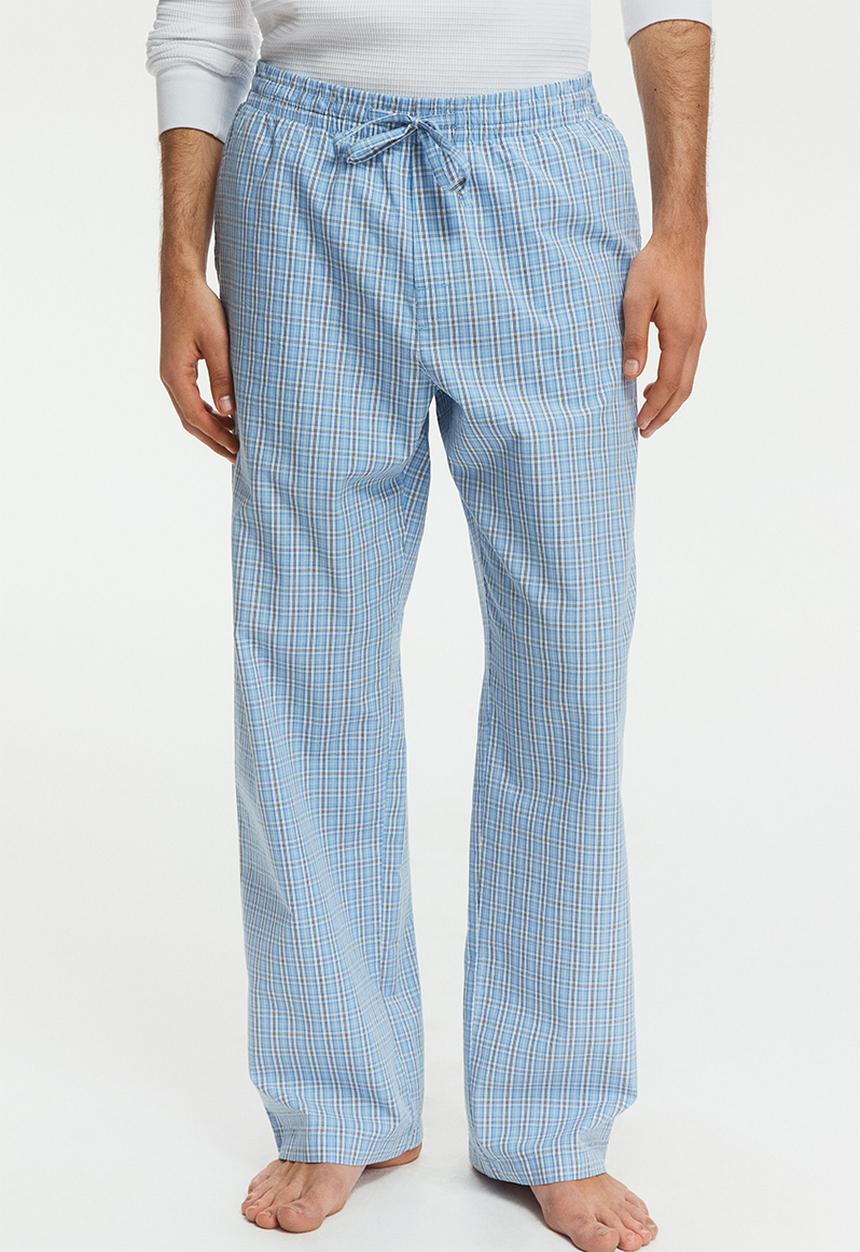 H&M - Relaxed fit poplin trousers - light blue/checked
