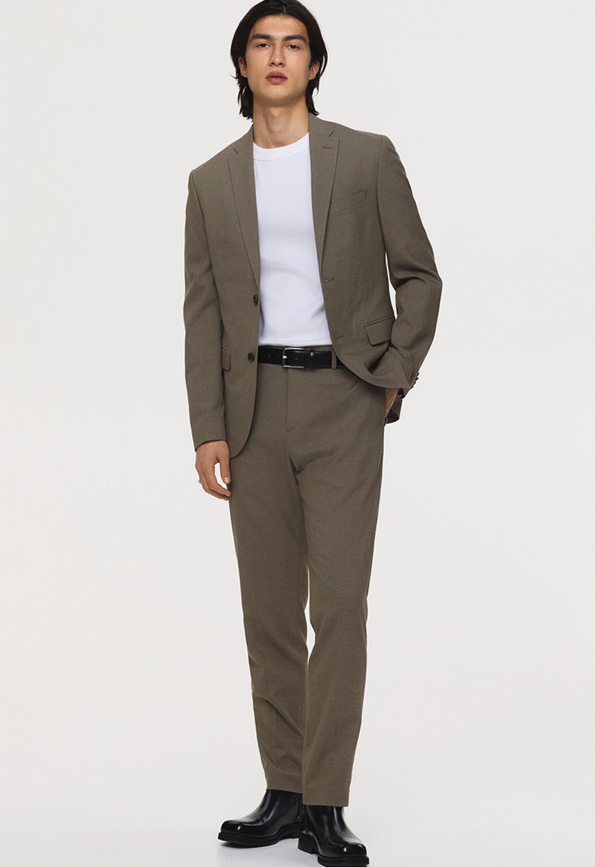 H&M - Slim fit suit trousers - khaki green