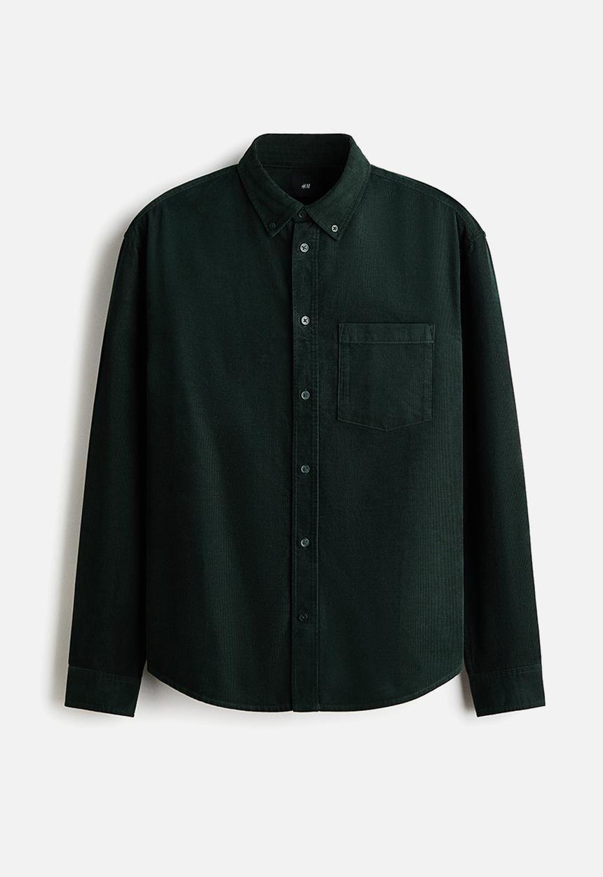H&M - Regular fit corduroy shirt - dark green