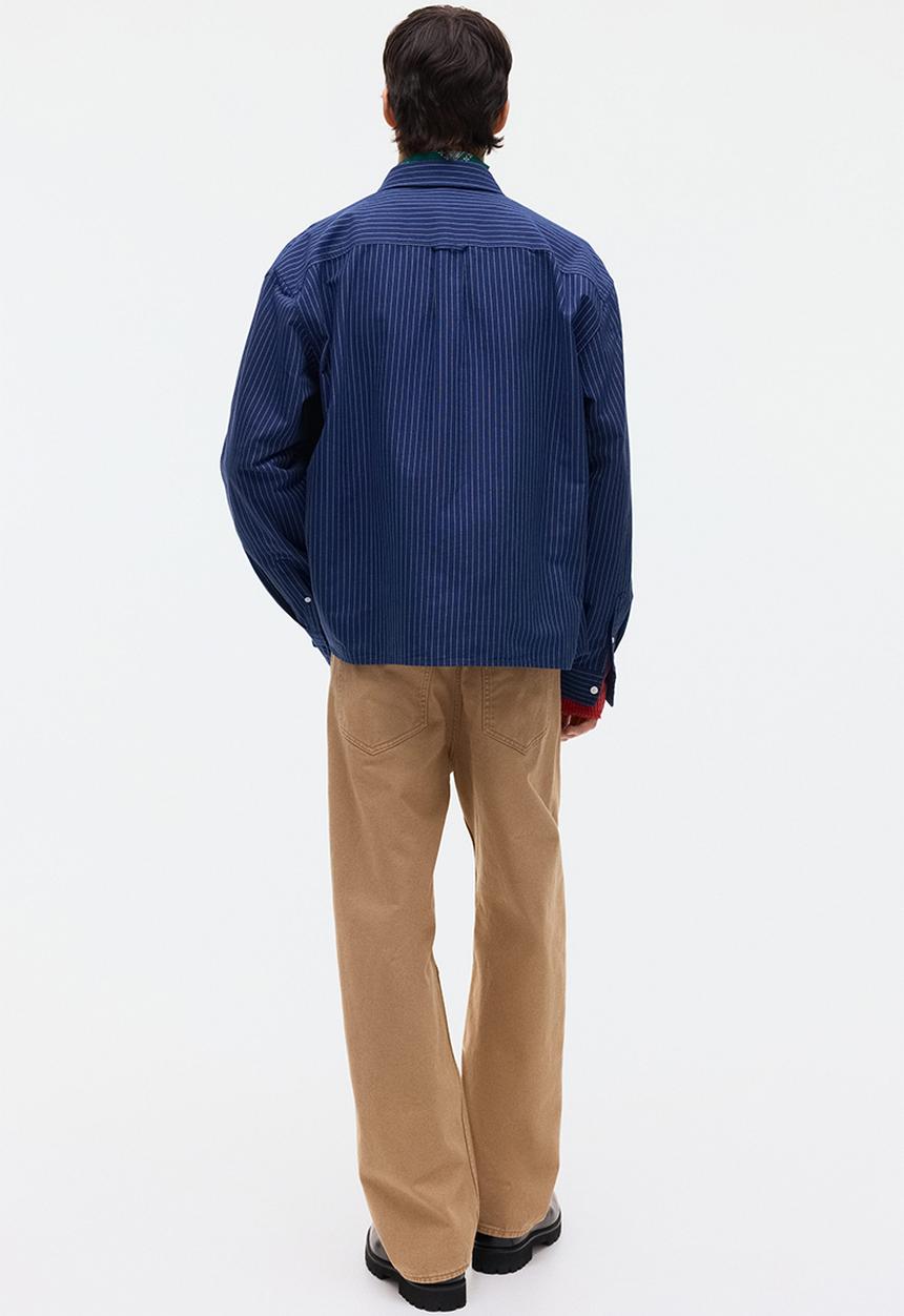 H&M - Loose fit oxford shirt - navy blue/striped