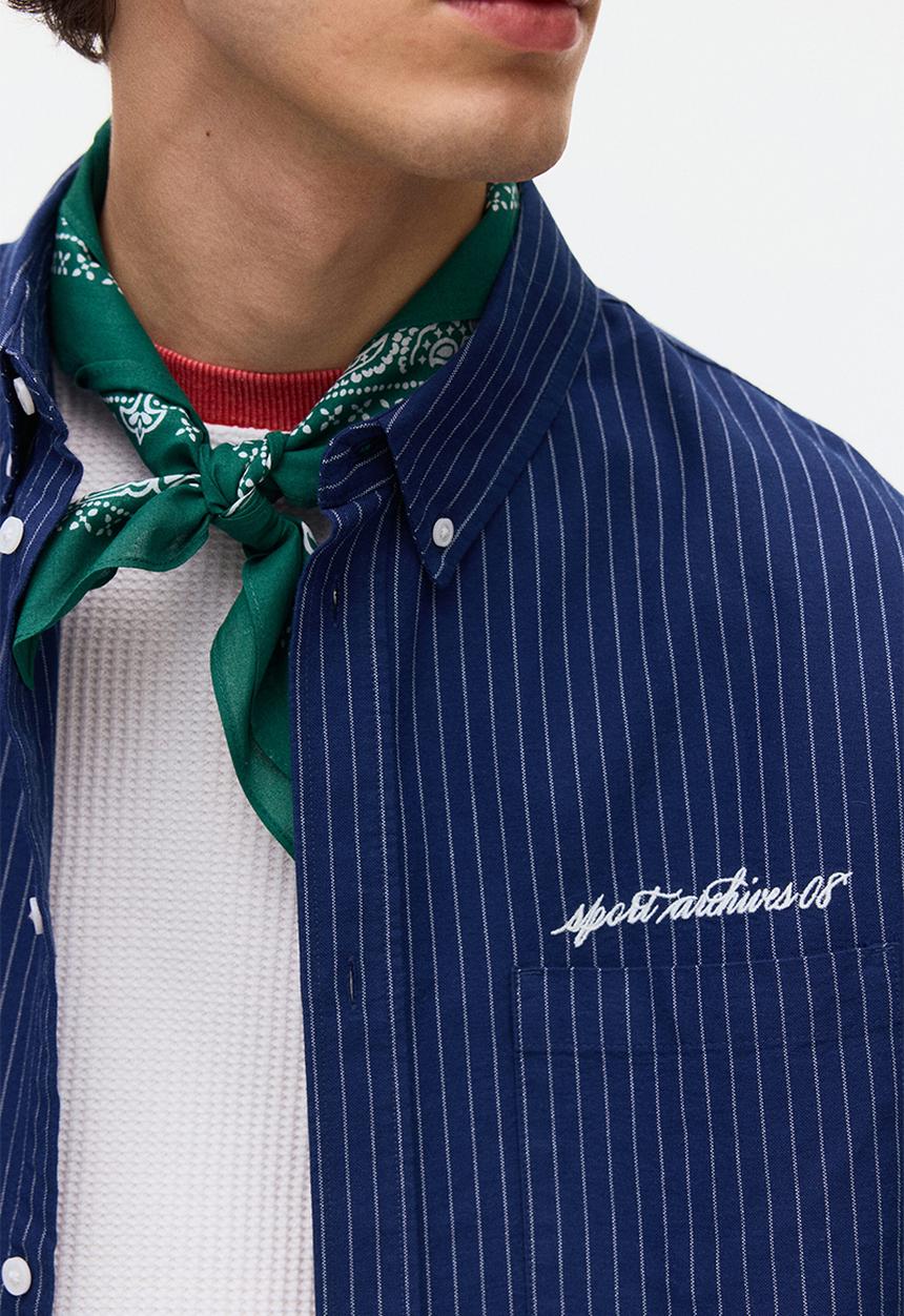 H&M - Loose fit oxford shirt - navy blue/striped