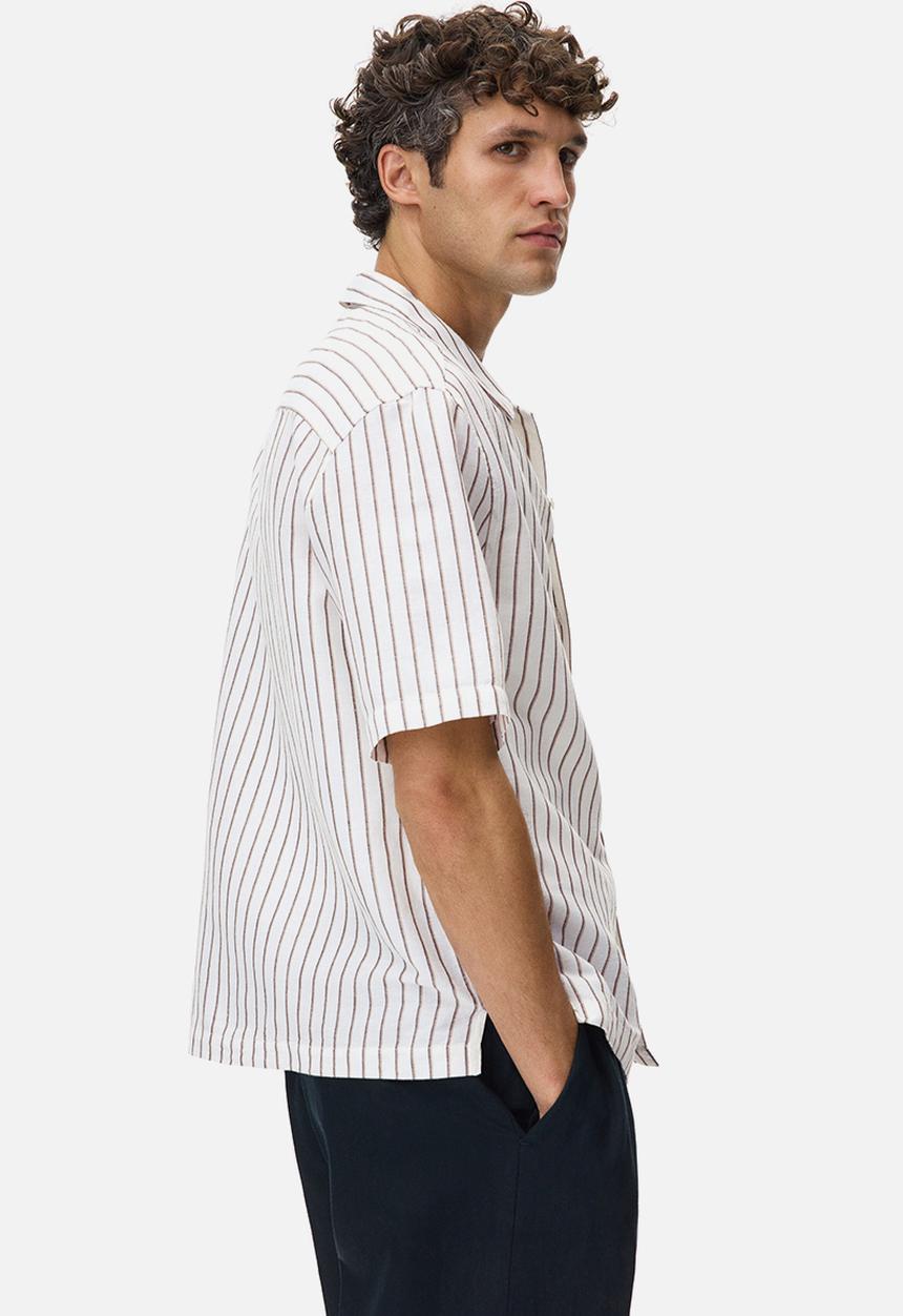 H&M - Relaxed fit linen-blend resort shirt  - white/striped