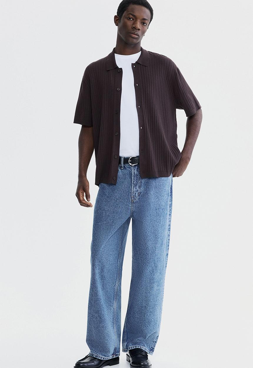 H&M - Regular fit rib-knit shirt - dark brown