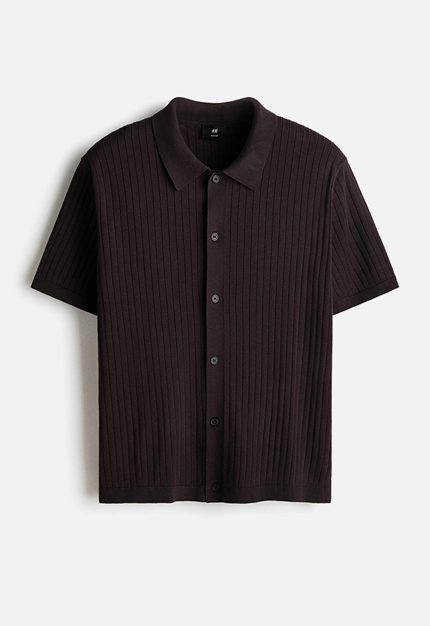 H&M - Regular fit rib-knit shirt - dark brown