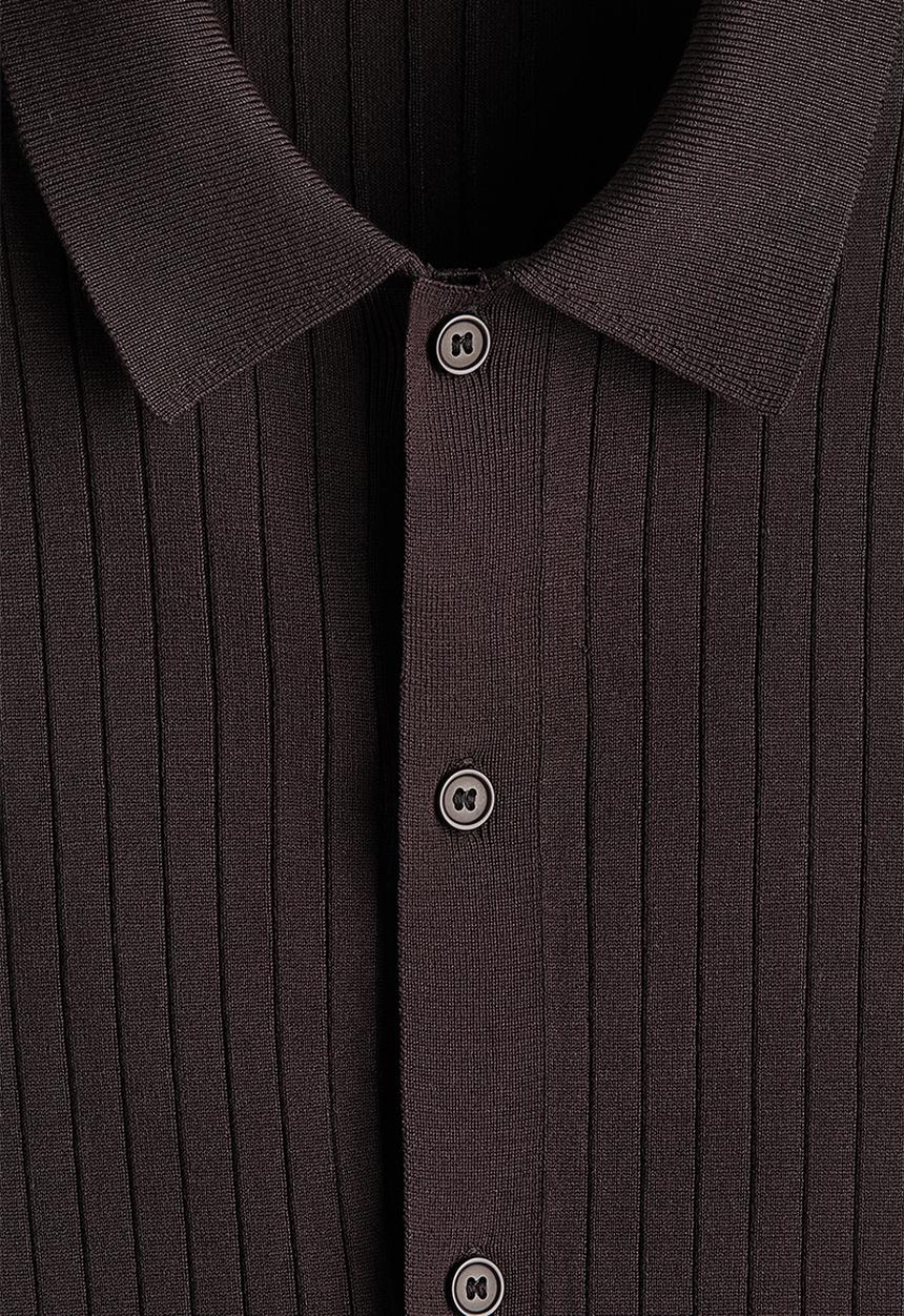 H&M - Regular fit rib-knit shirt - dark brown