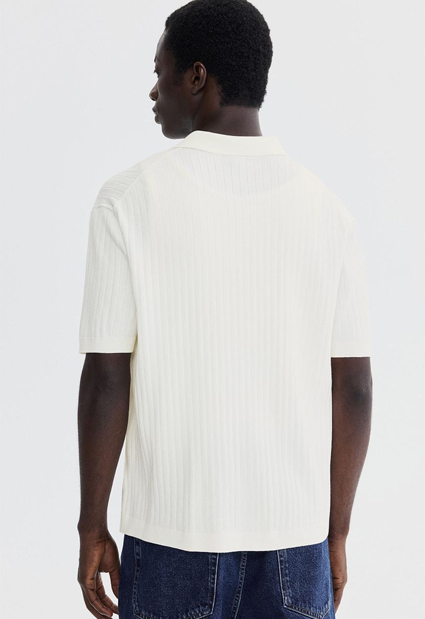 H&M - Regular fit rib-knit shirt - cream