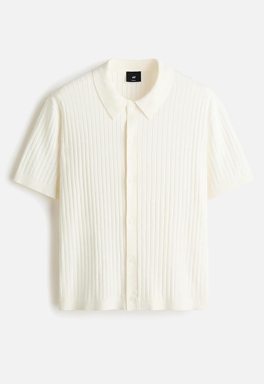 H&M - Regular fit rib-knit shirt - cream