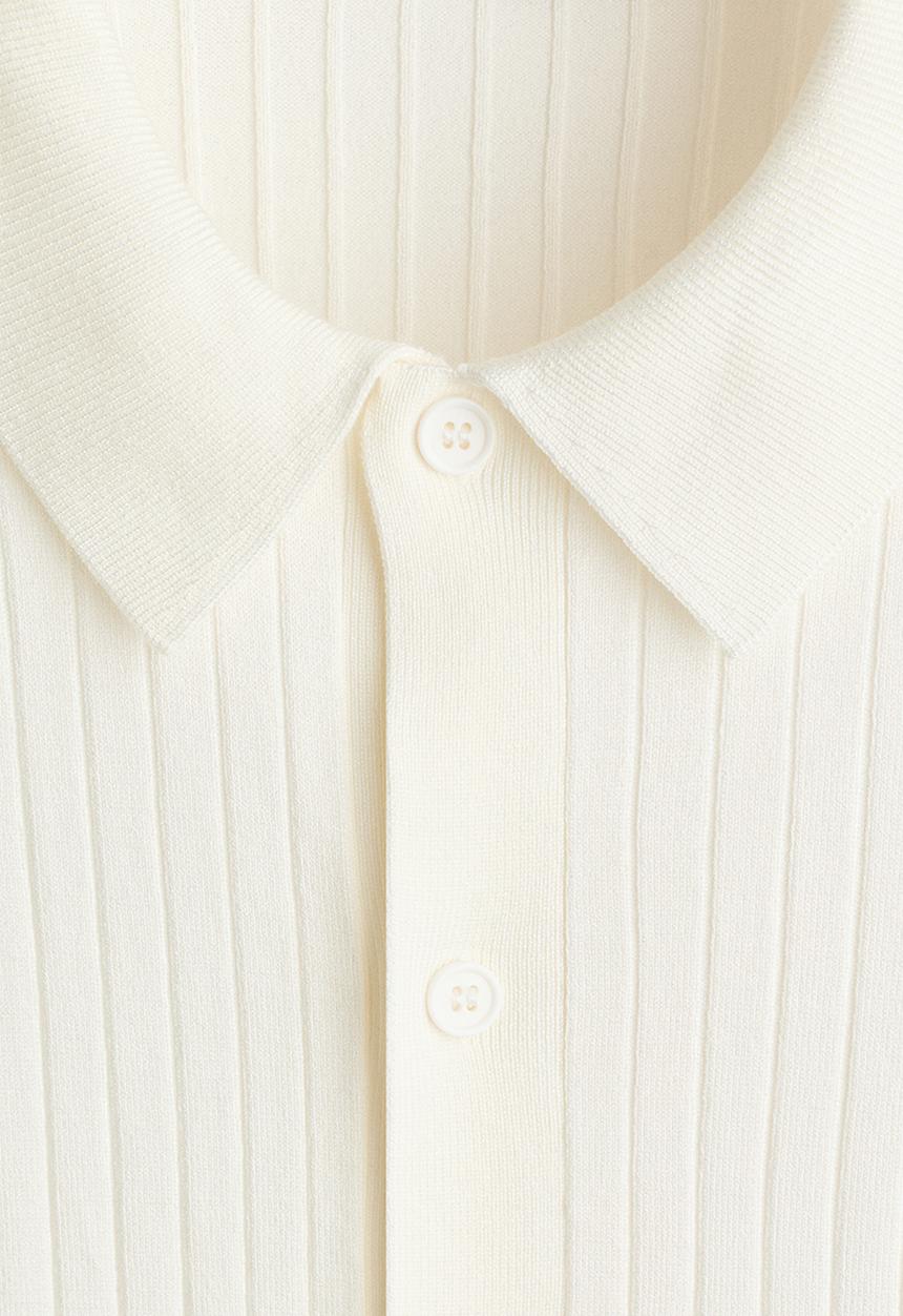 H&M - Regular fit rib-knit shirt - cream