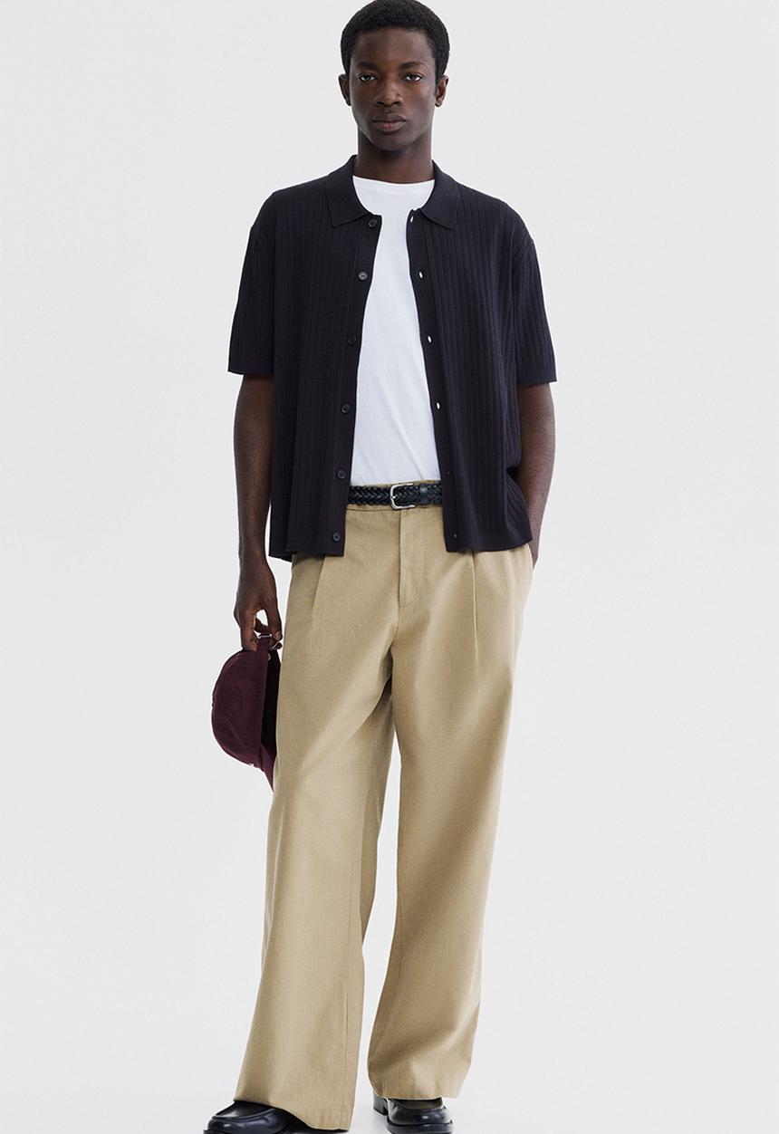 H&M - Regular fit rib-knit shirt - dark blue