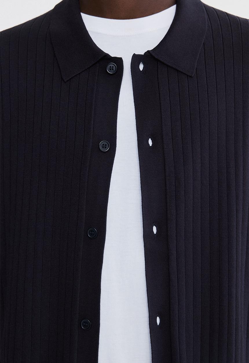 H&M - Regular fit rib-knit shirt - dark blue