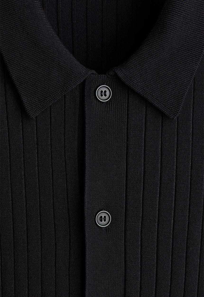 H&M - Regular fit rib-knit shirt - dark blue