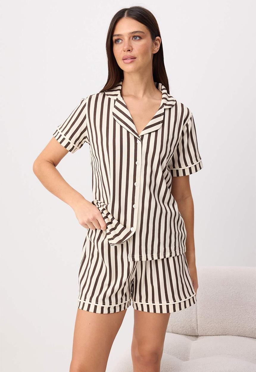 Trendyol - Striped pajamas set - brown