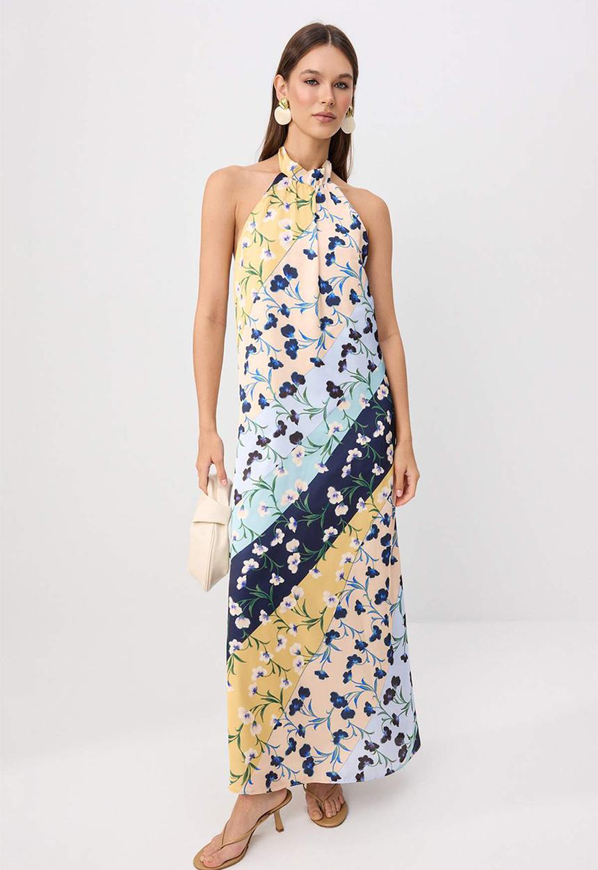 Trendyol - Floral Backless Maxi Dress - Multicolour