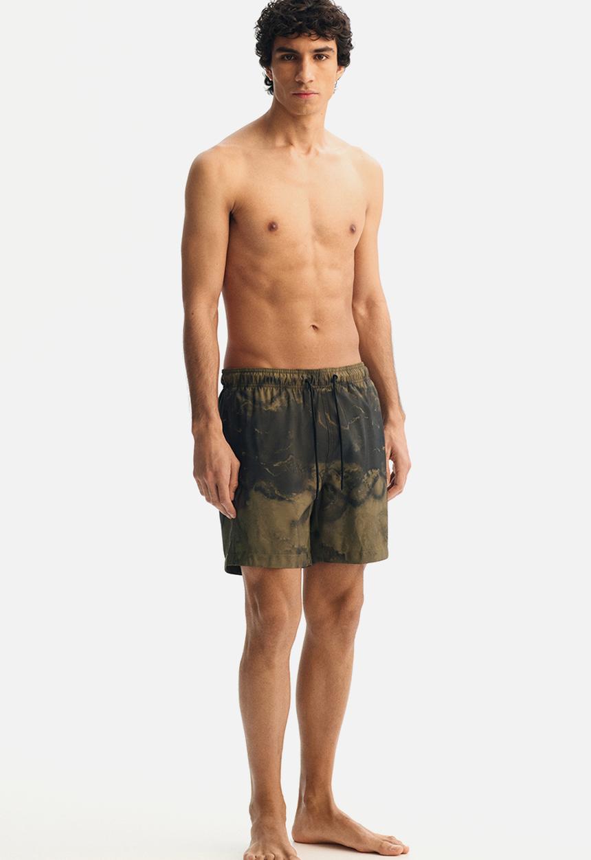 H&M - Swim shorts - khaki green/tie-dye