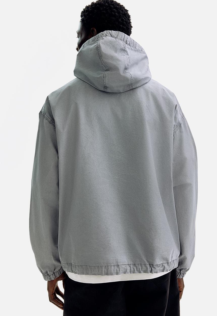 H&M - Loose fit cotton popover jacket - light grey/system