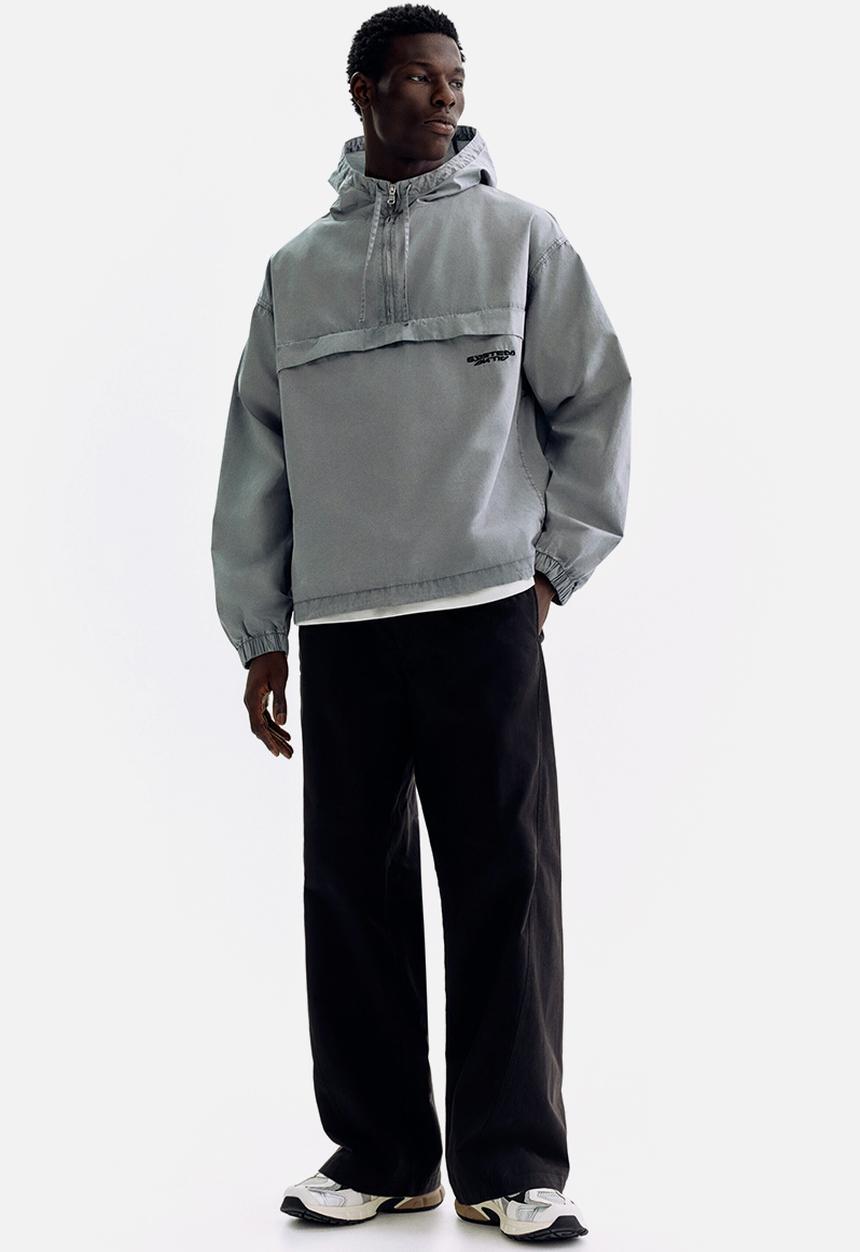 H&M - Loose fit cotton popover jacket - light grey/system