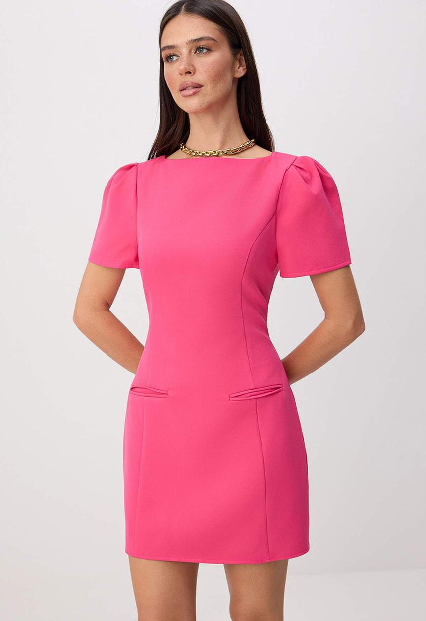 Trendyol - Pocket Detail Mini Dress - Fuchsia
