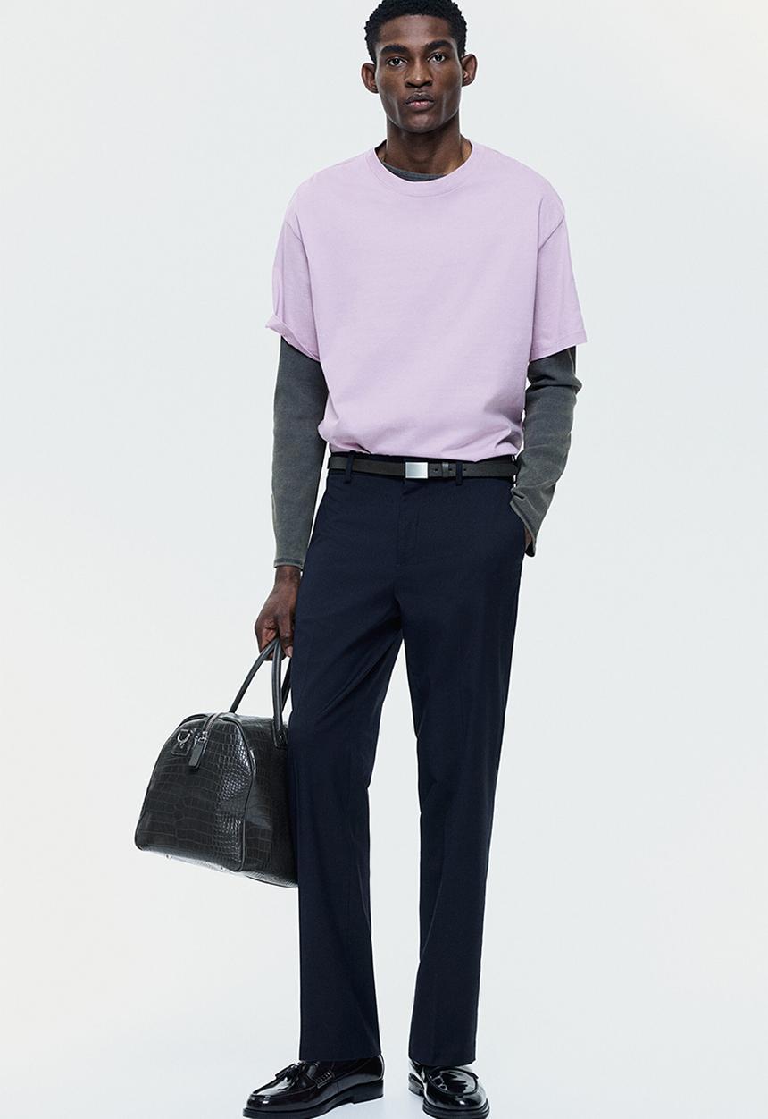 H&M - Regular fit tailored trousers - navy blue