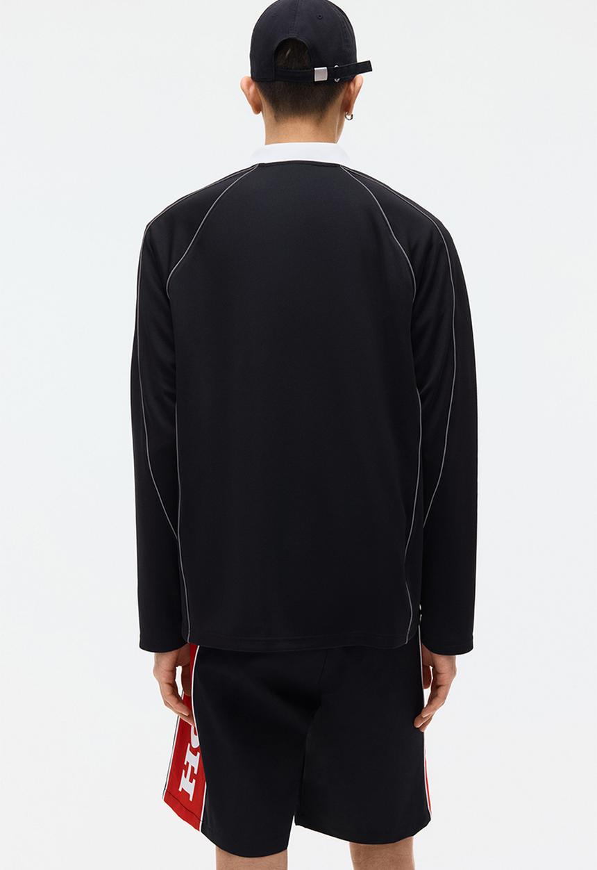H&M - Loose fit printed polo shirt - black/honda