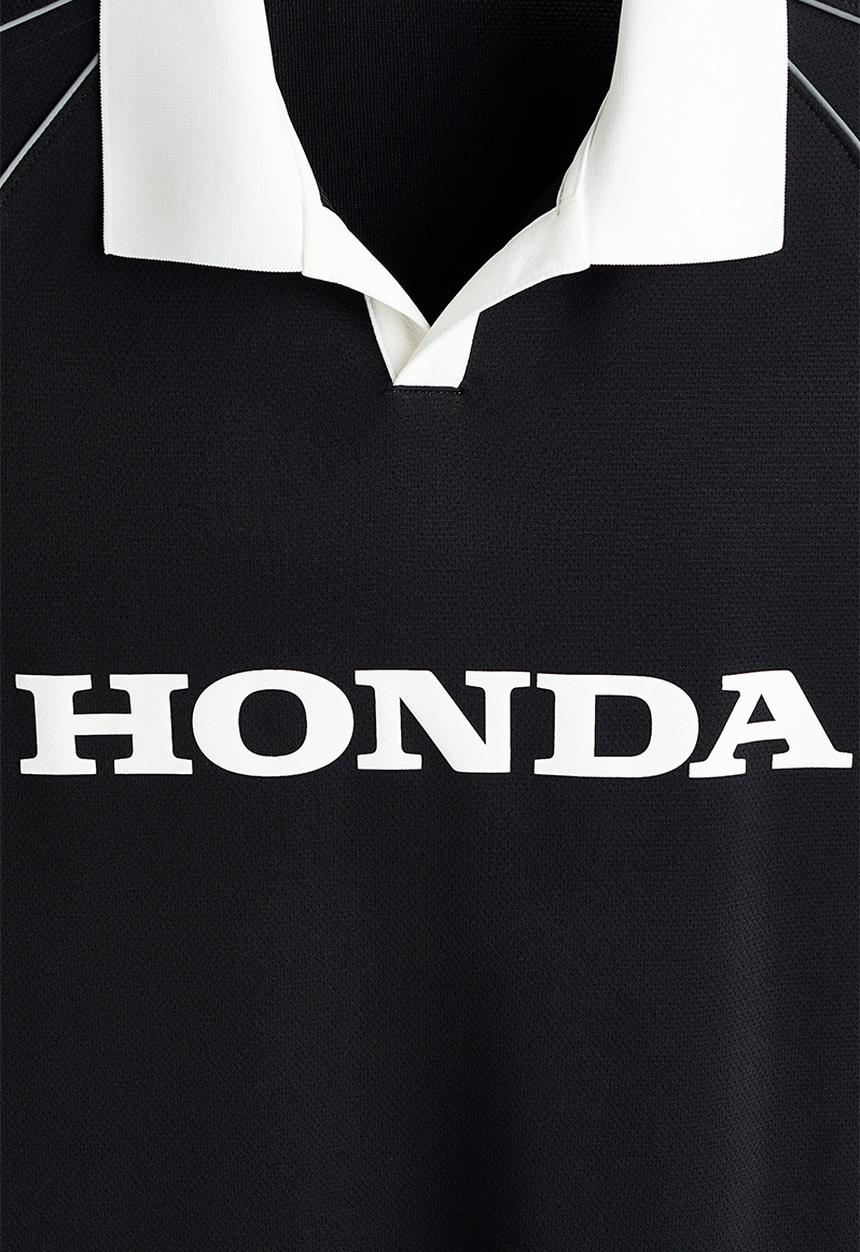 H&M - Loose fit printed polo shirt - black/honda