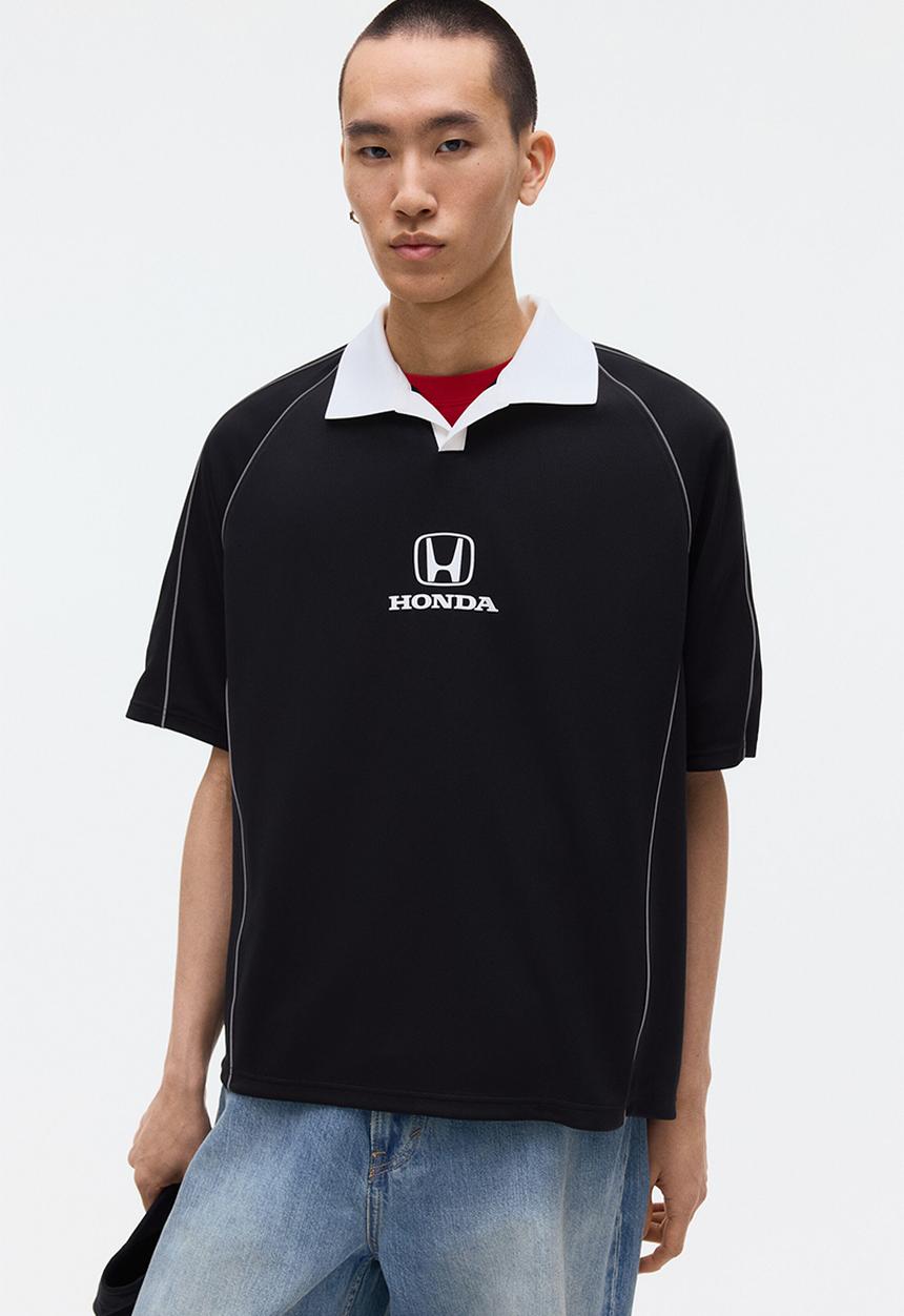 H&M - Oversized fit printed football shirt - black/honda