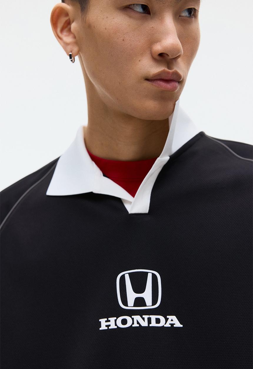H&M - Oversized fit printed football shirt - black/honda