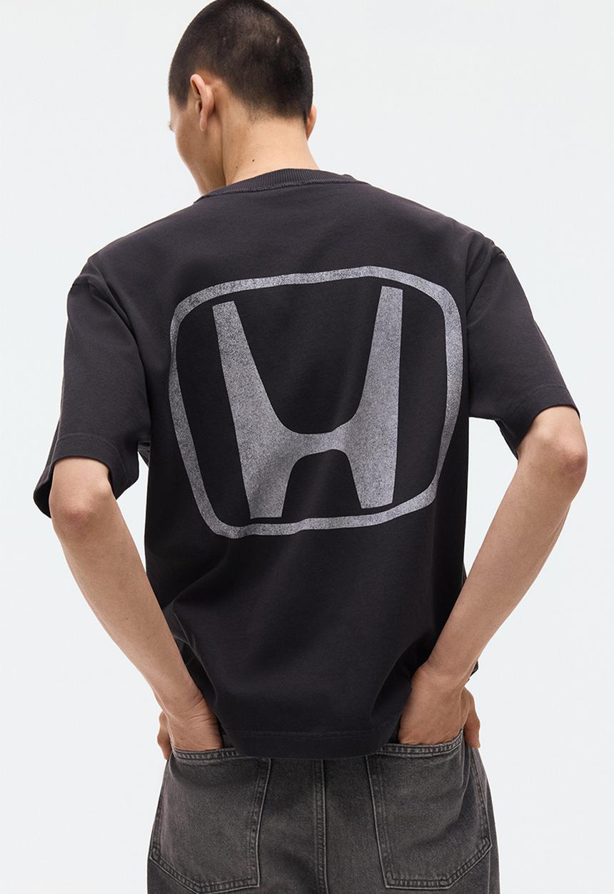 H&M - Loose fit printed T-shirt - black/honda