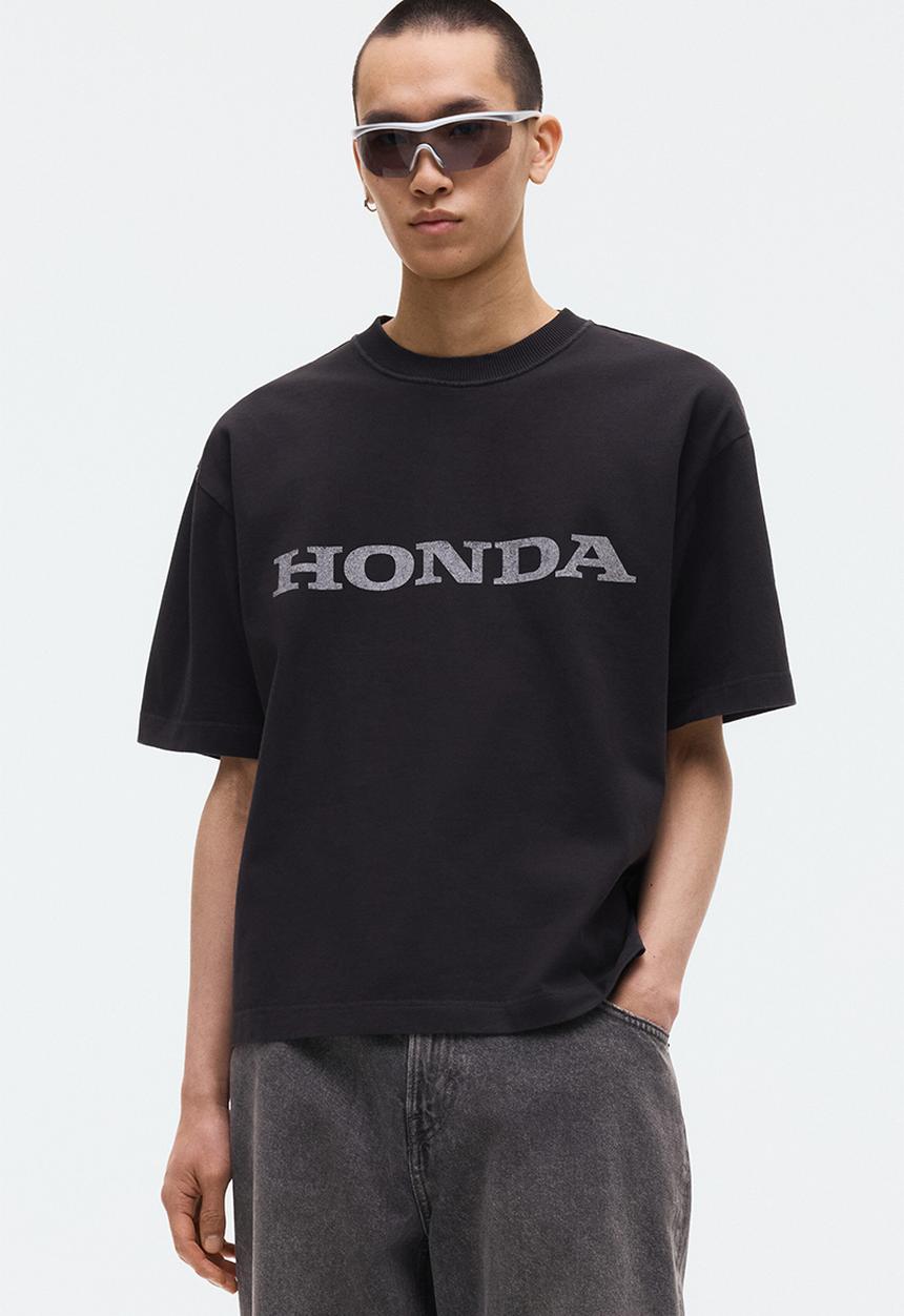 H&M - Loose fit printed T-shirt - black/honda