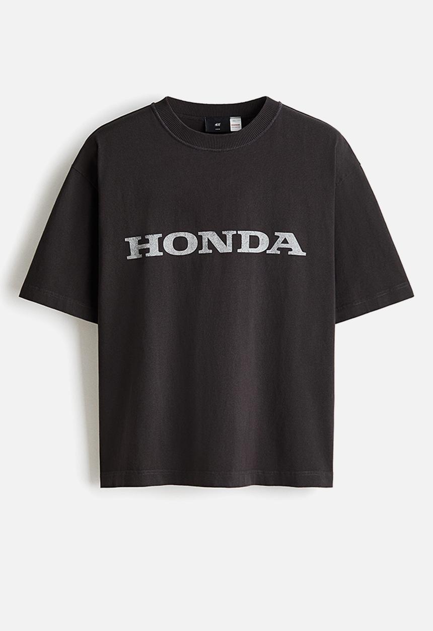 H&M - Loose fit printed T-shirt - black/honda