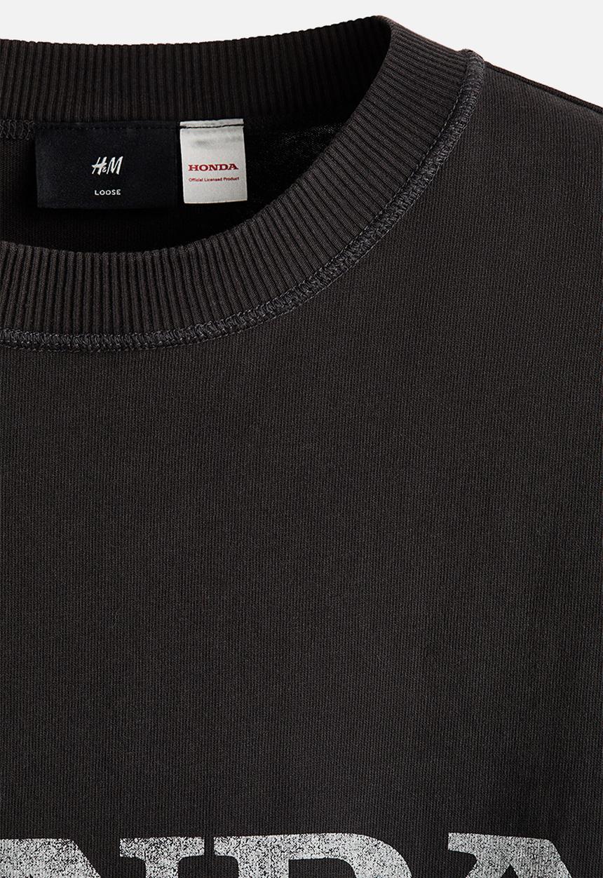 H&M - Loose fit printed T-shirt - black/honda