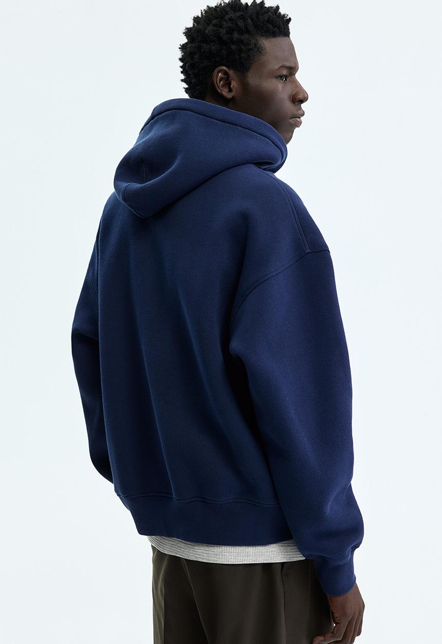 H&M - Oversized fit printed zip-through hoodie - navy blue/soho nyc