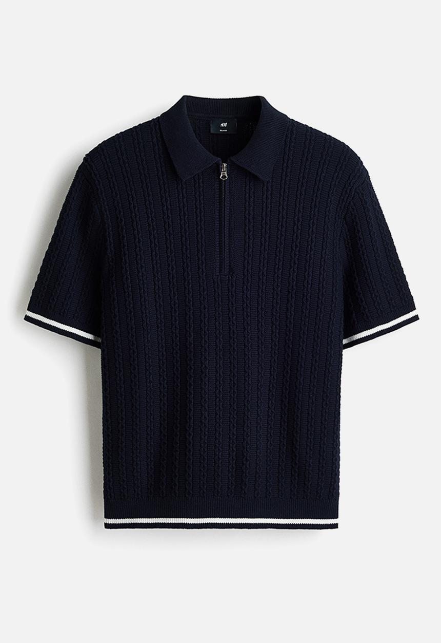 H&M - Relaxed fit cotton polo shirt - navy blue
