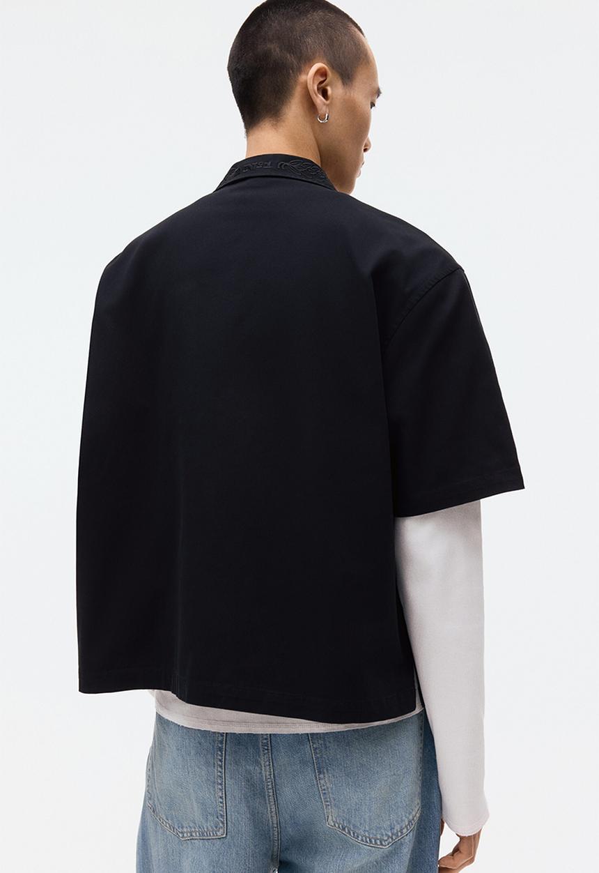 H&M - Relaxed fit cotton shirt - black/honda