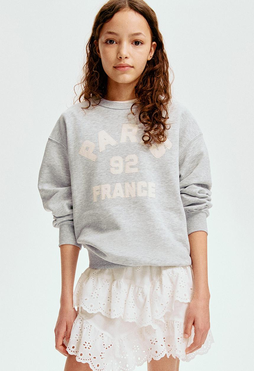 H&M - Motif-detail sweatshirt - light grey marl/paris