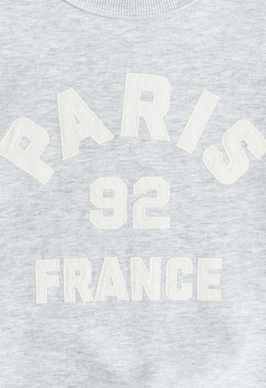 H&M - Motif-detail sweatshirt - light grey marl/paris