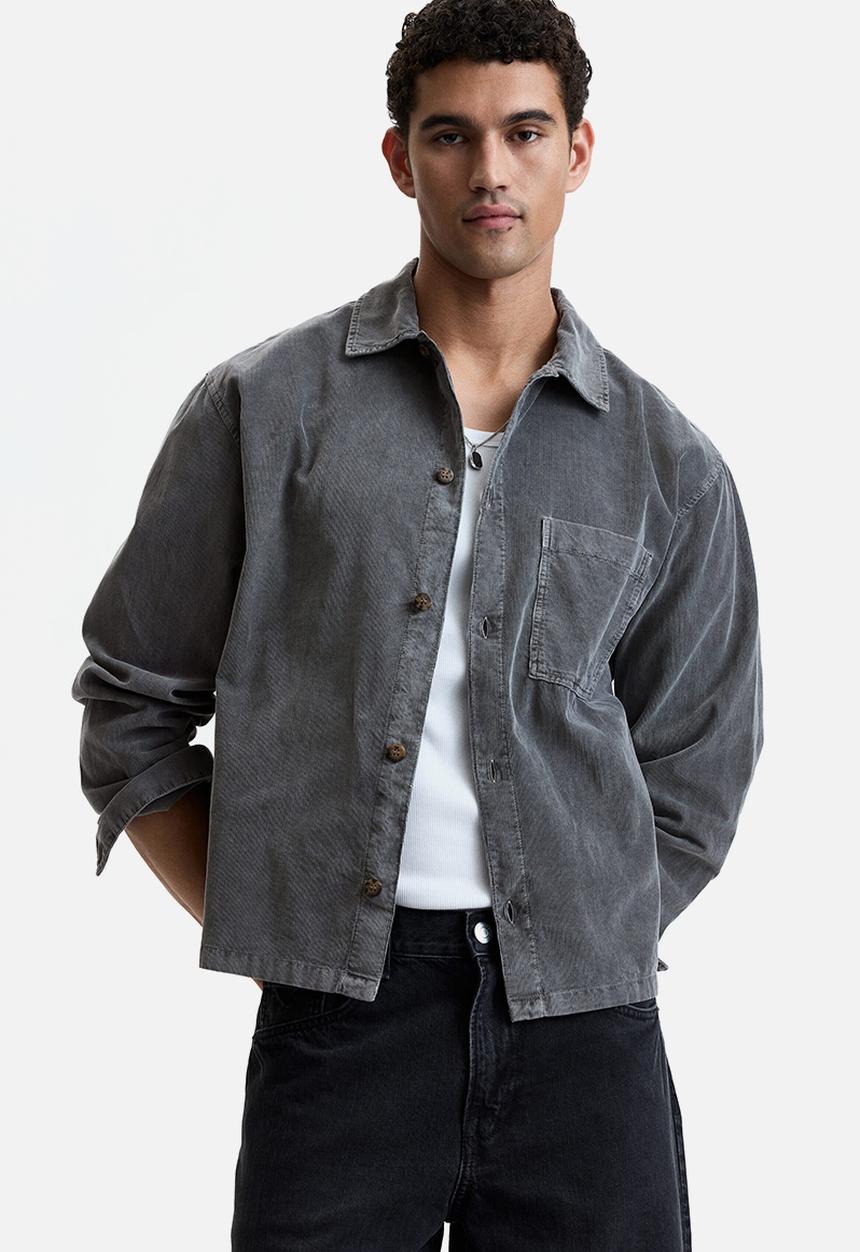 H&M - Relaxed fit boxy corduroy shirt - grey