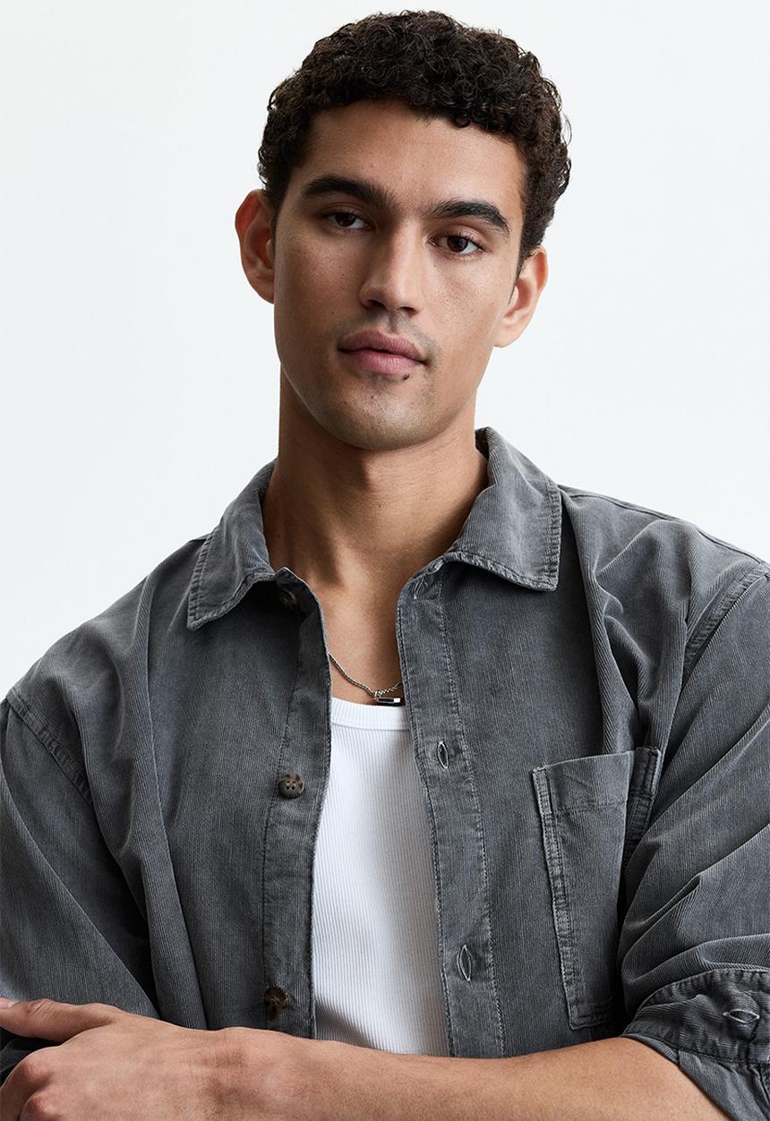 H&M - Relaxed fit boxy corduroy shirt - grey