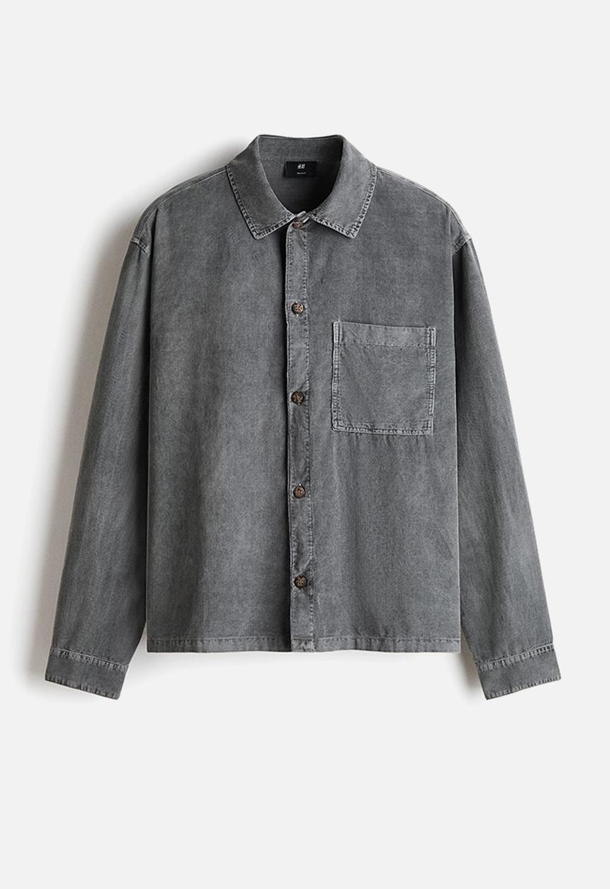 H&M - Relaxed fit boxy corduroy shirt - grey
