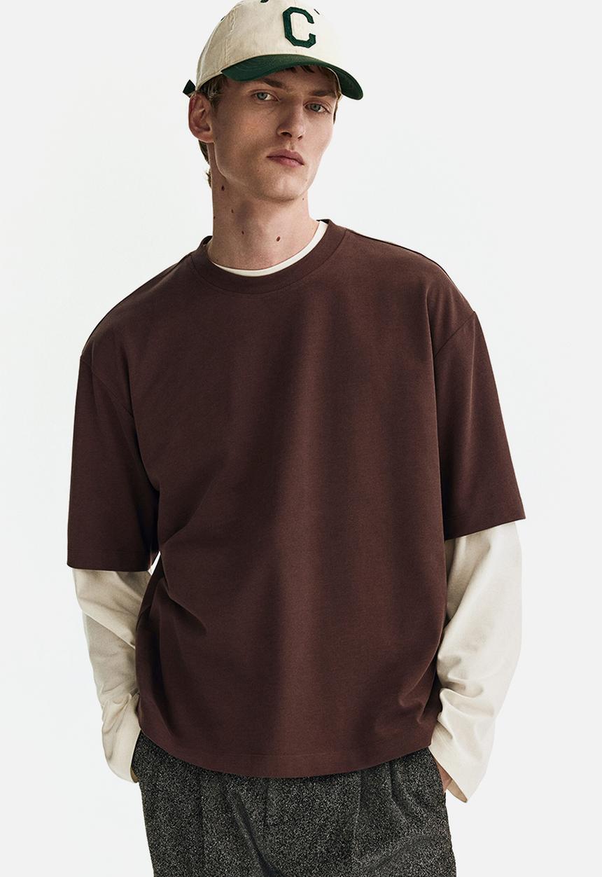 H&M - Loose fit boxy-style t-shirt - dark brown