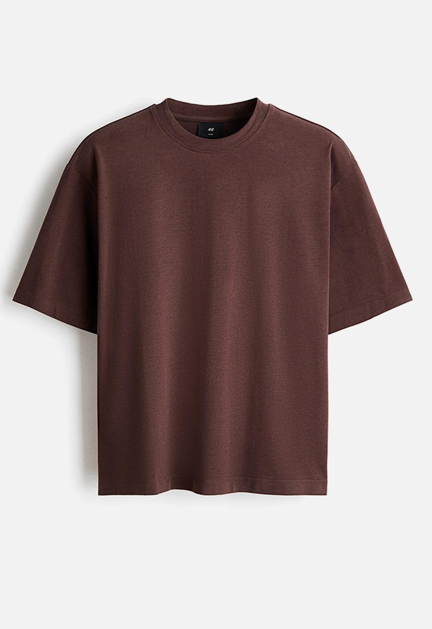 H&M - Loose fit boxy-style t-shirt - dark brown