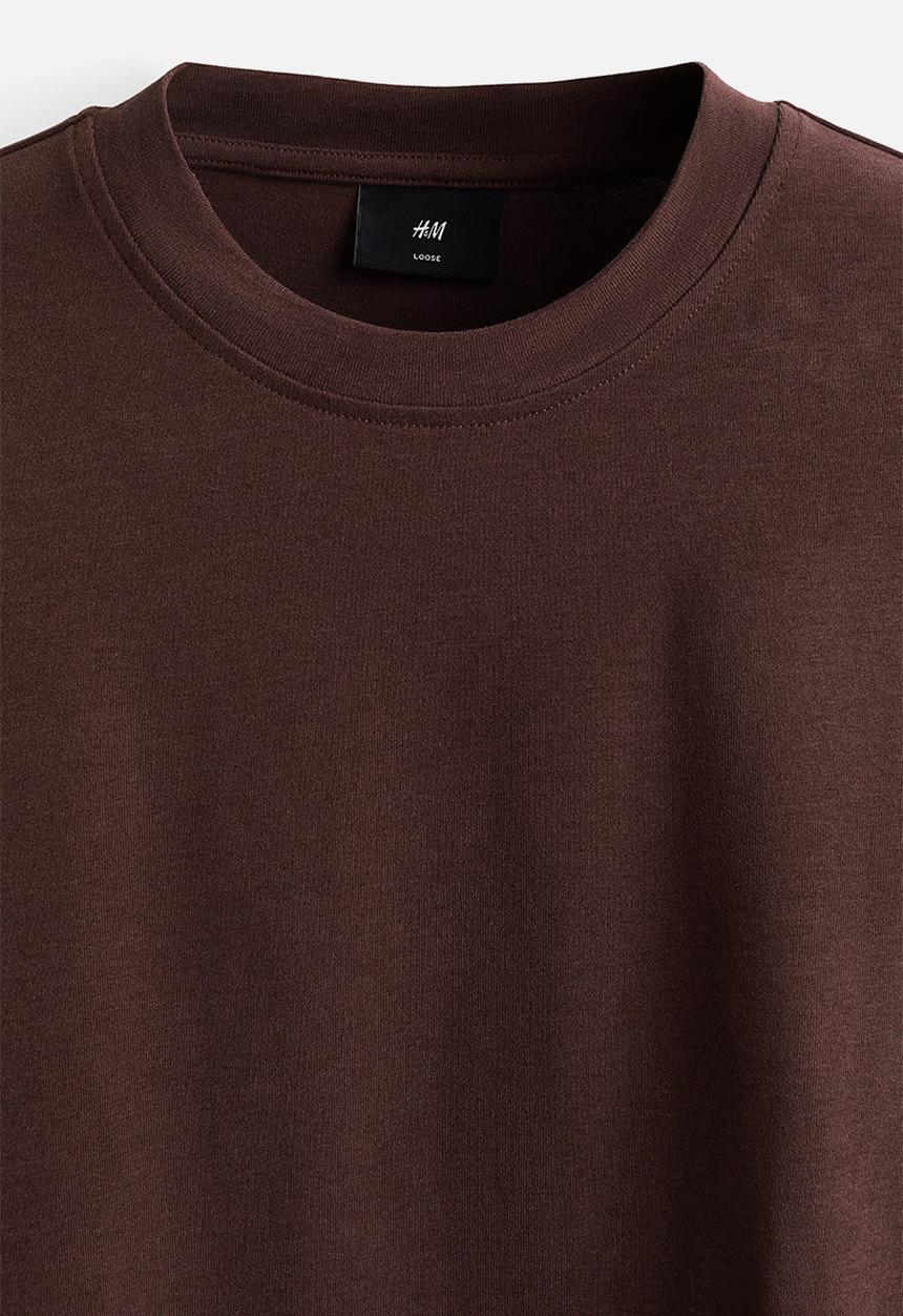 H&M - Loose fit boxy-style t-shirt - dark brown