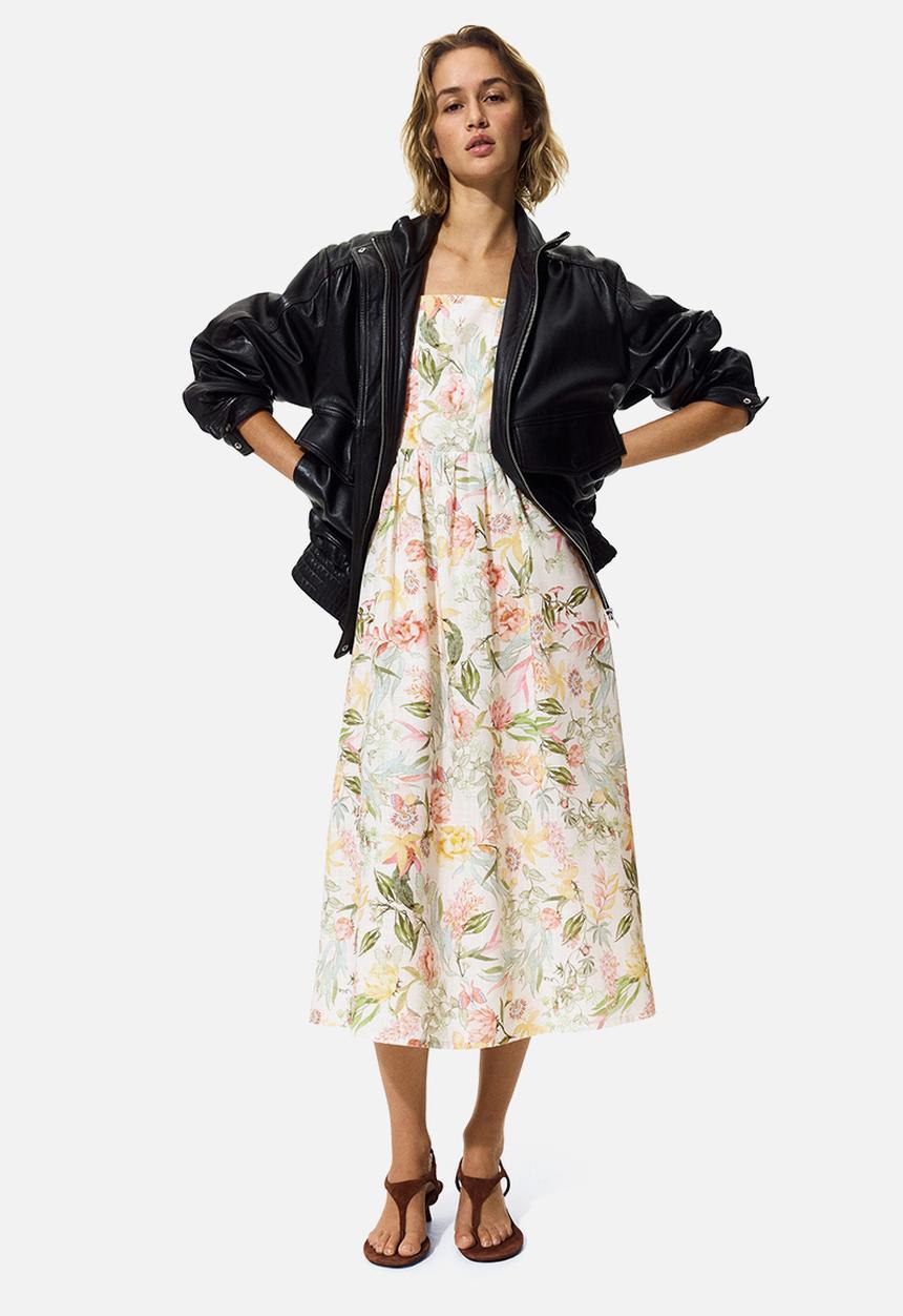 H&M - Strappy midi dress - cream/floral