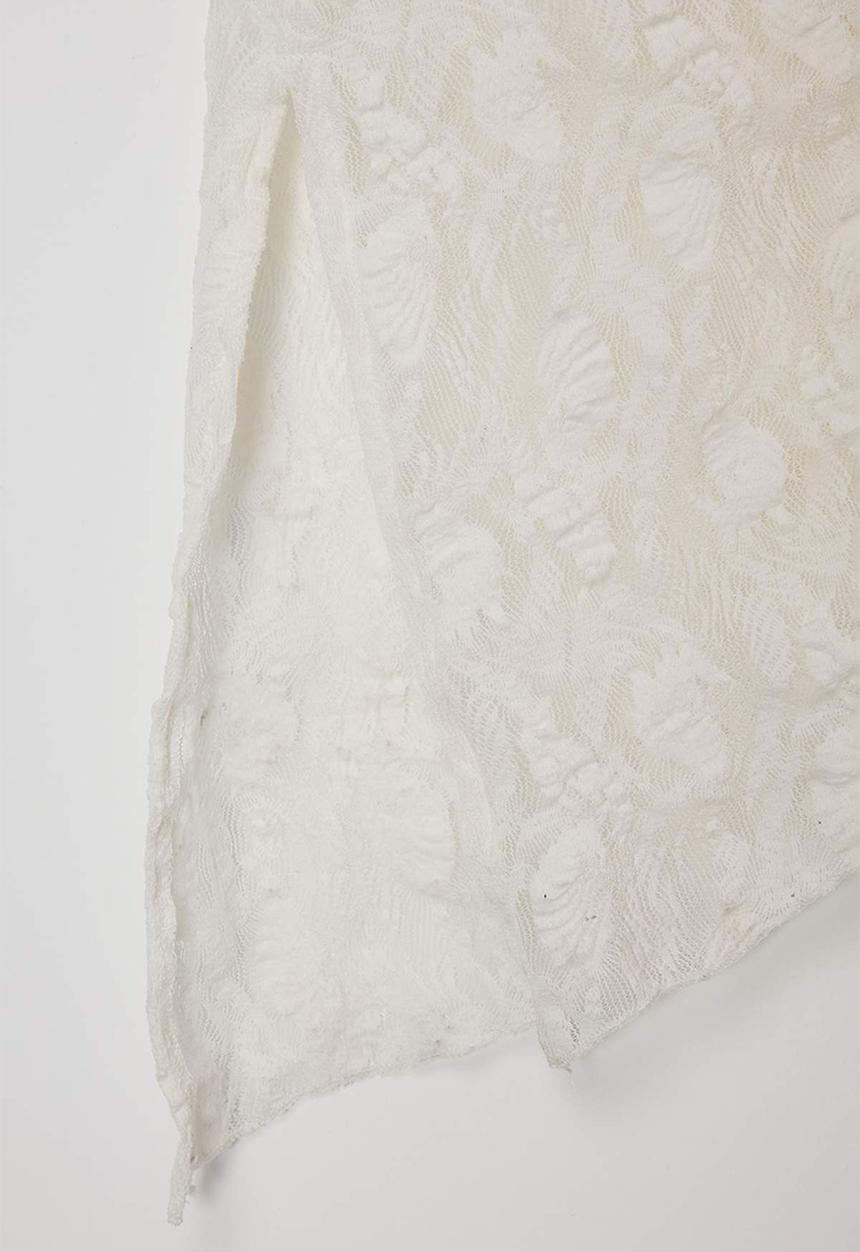 Trendyol - Lace-Lined Bodycon Maxi Dress - Ecru