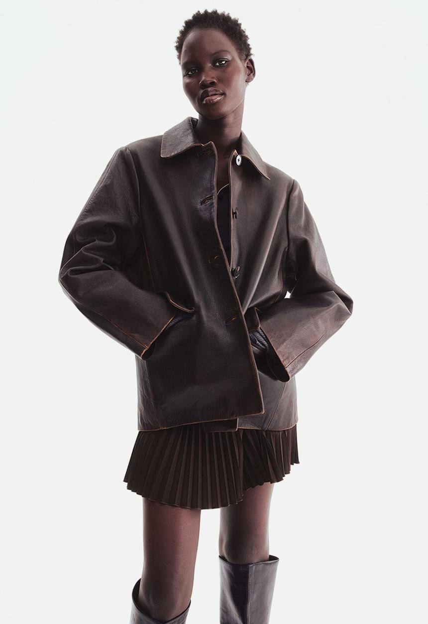 H&M - Pliss? mini skirt - dark brown