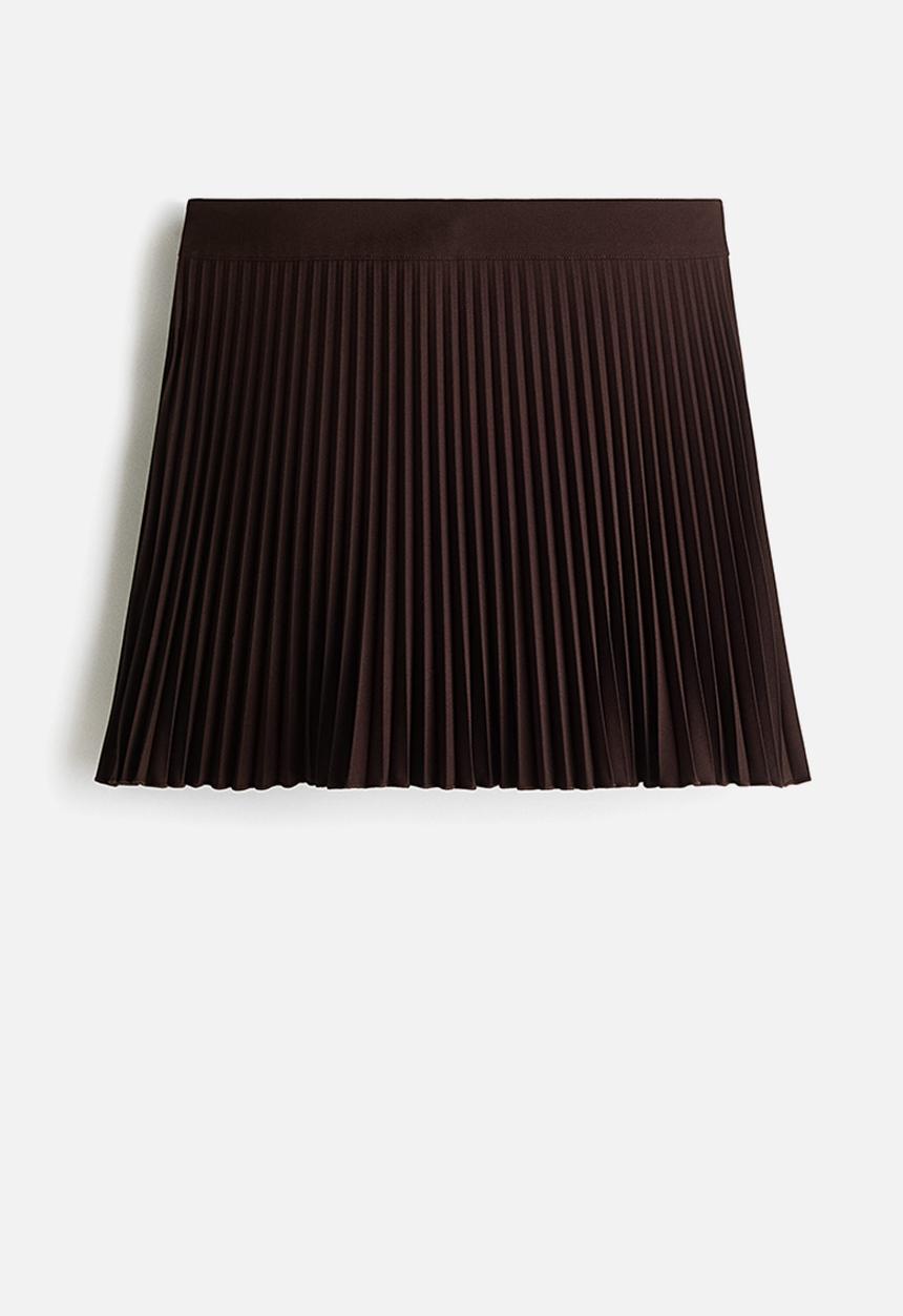 H&M - Pliss? mini skirt - dark brown