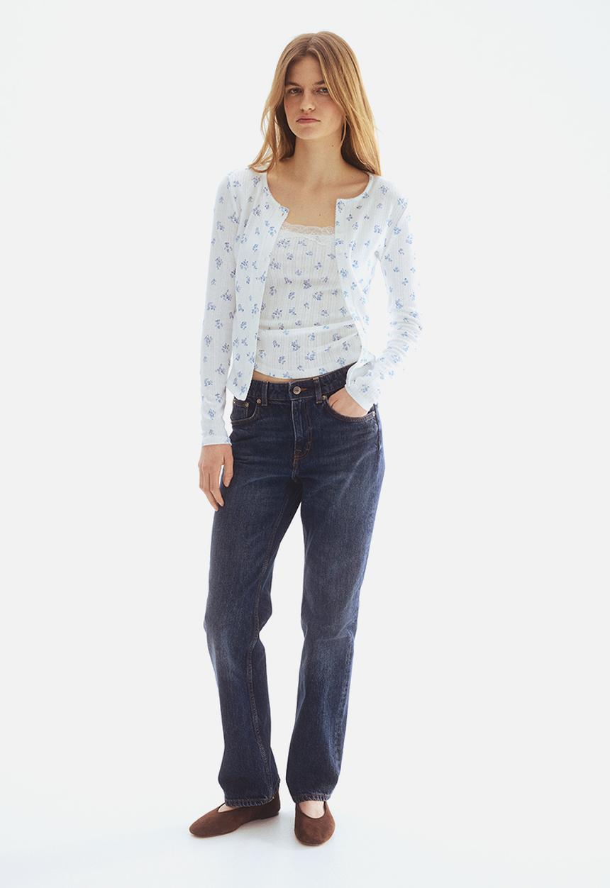 H&M - Pointelle jersey cardigan - white/blue floral