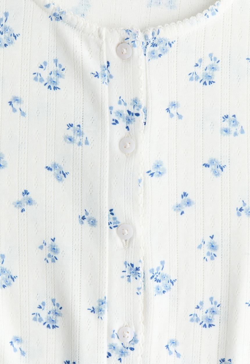 H&M - Pointelle jersey cardigan - white/blue floral